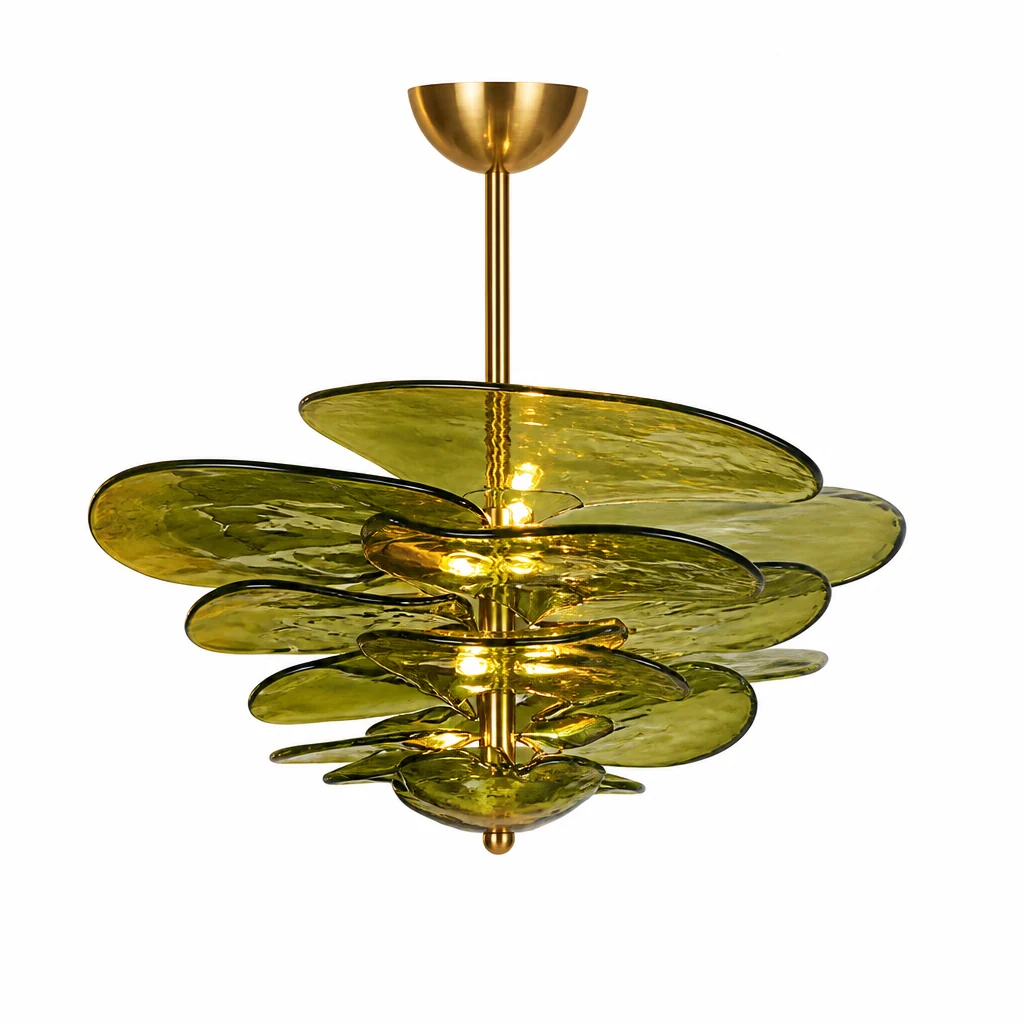 Hand-Cut Glass Copper-Finish Tiered Chandelier (Integrated Lights) - Image 11