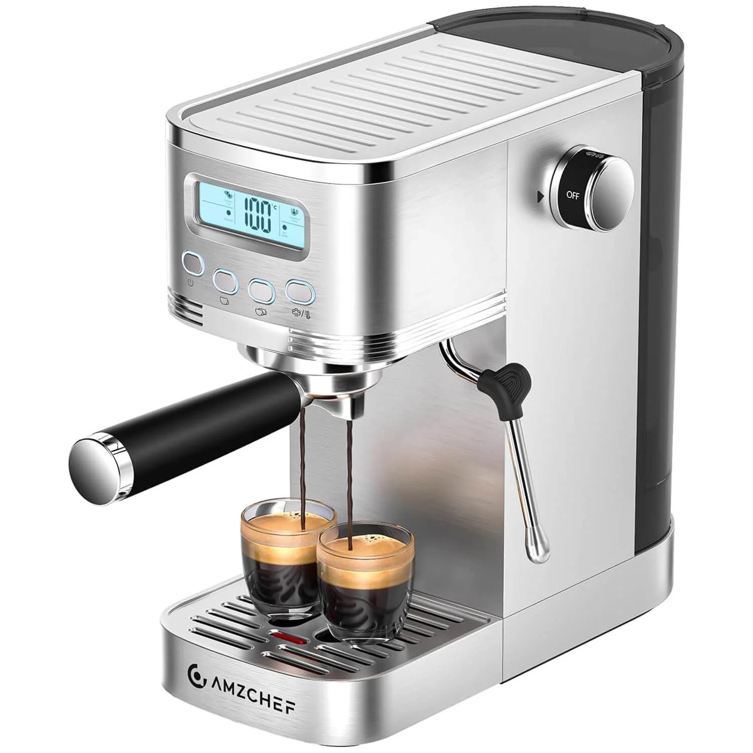 AMZCHEF Compact Latte Machine with Visual LCD 20 Bar Coffee Machine 1