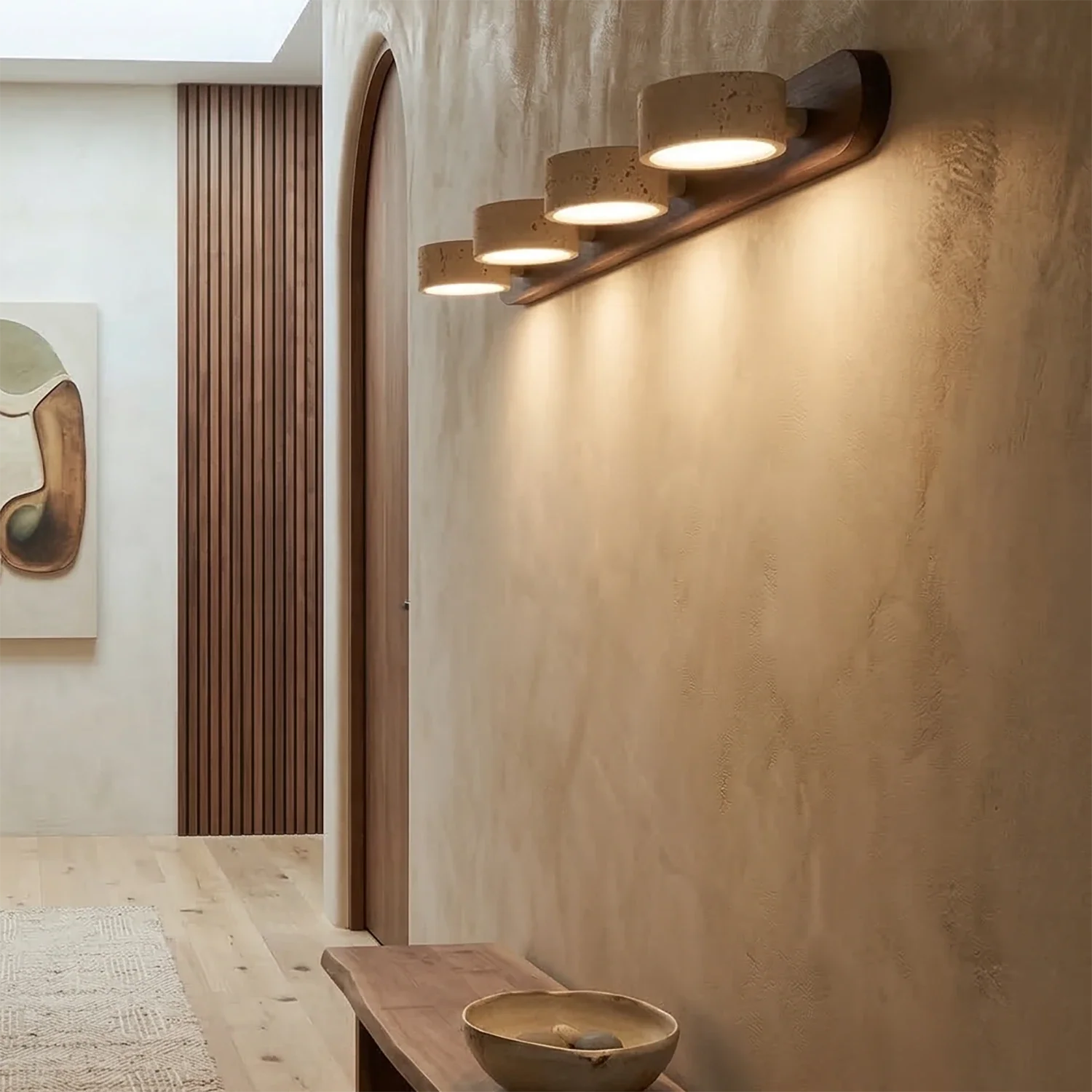 Elegant Adjustable LED Wall Light with Natural Stone Shades - Image 14