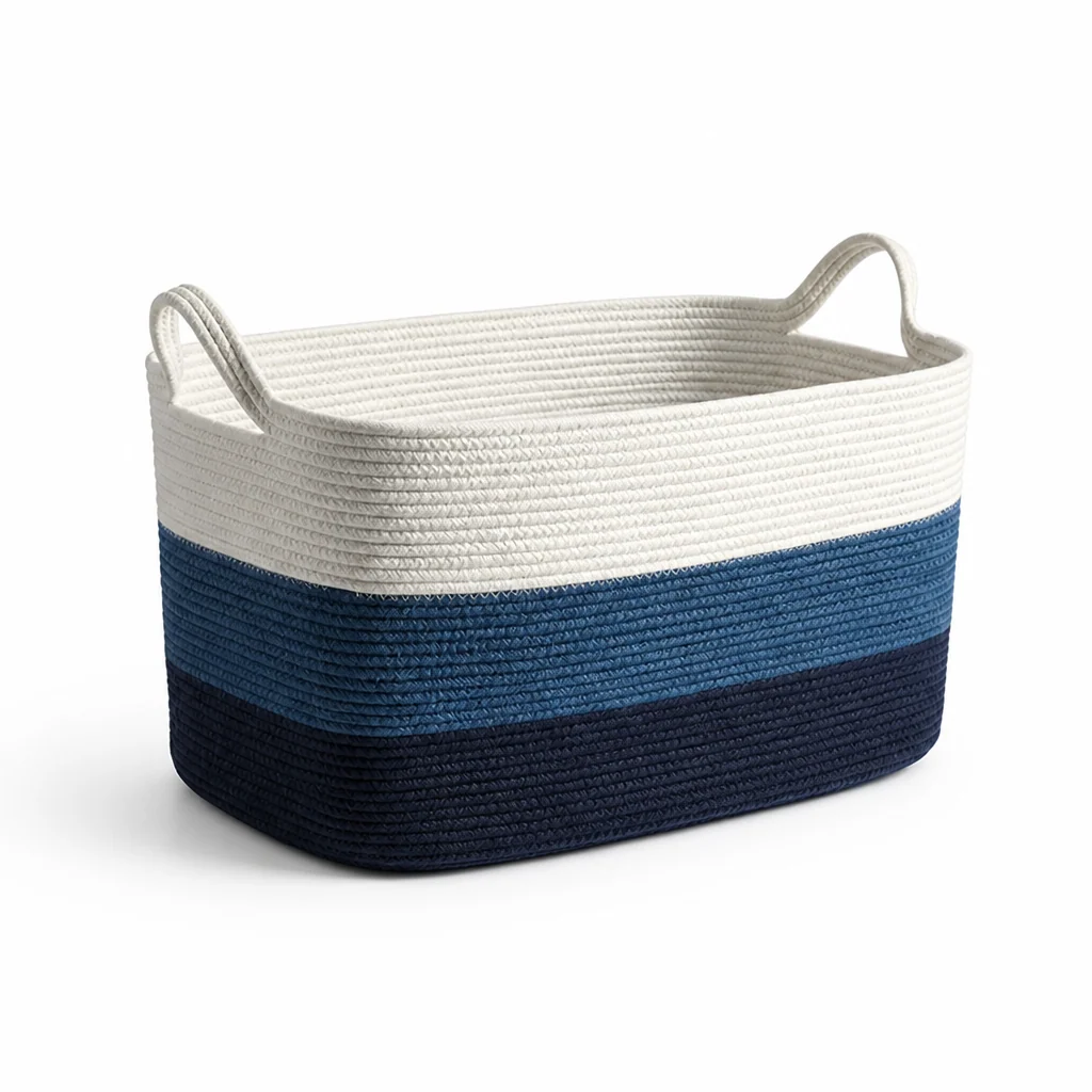 Storage Basket Two-Tone Woven Foldable & Machine Washable - Image 6
