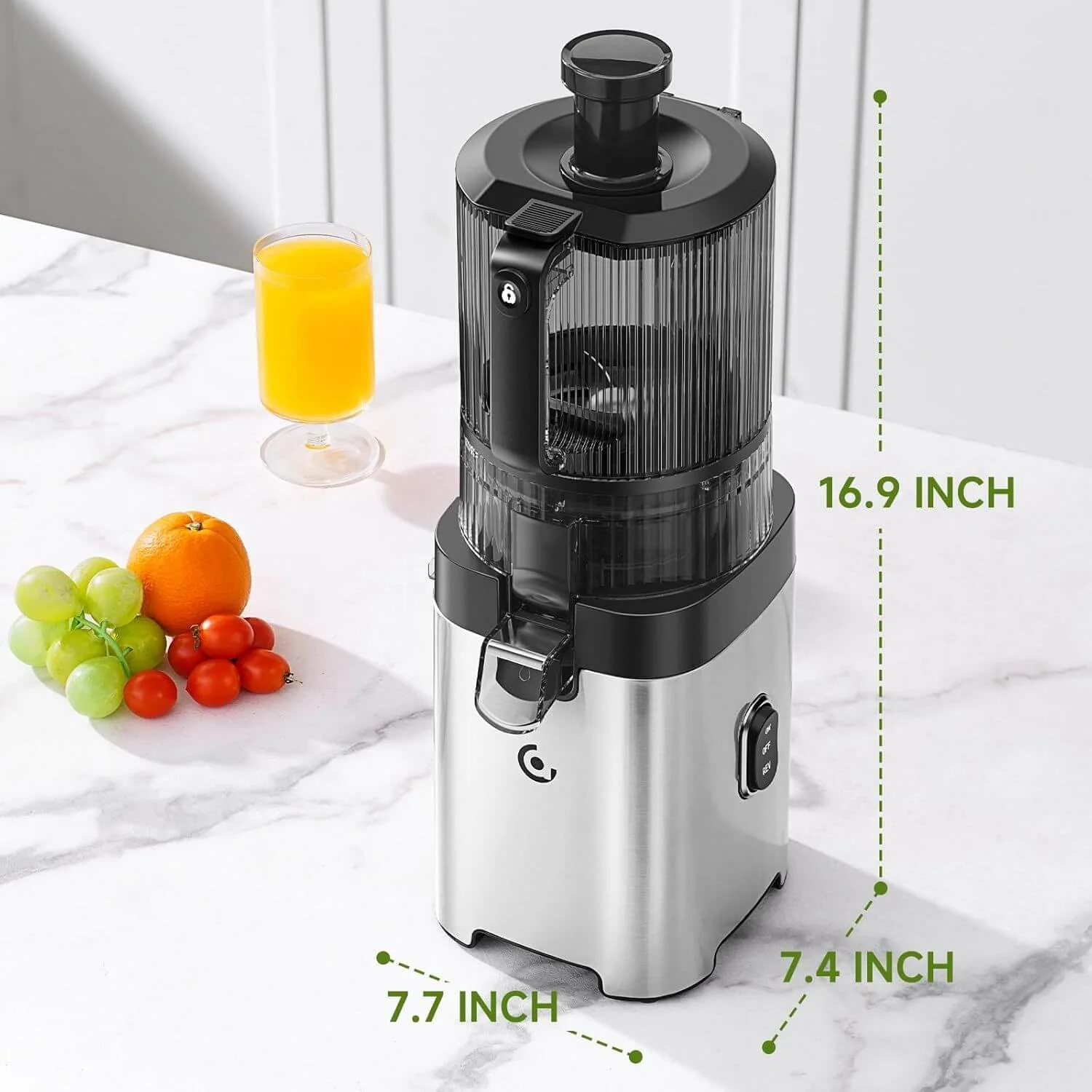 AMZCHEF Cold Press Juicer - 6.5" Whole Fruit Self-Feeding 3