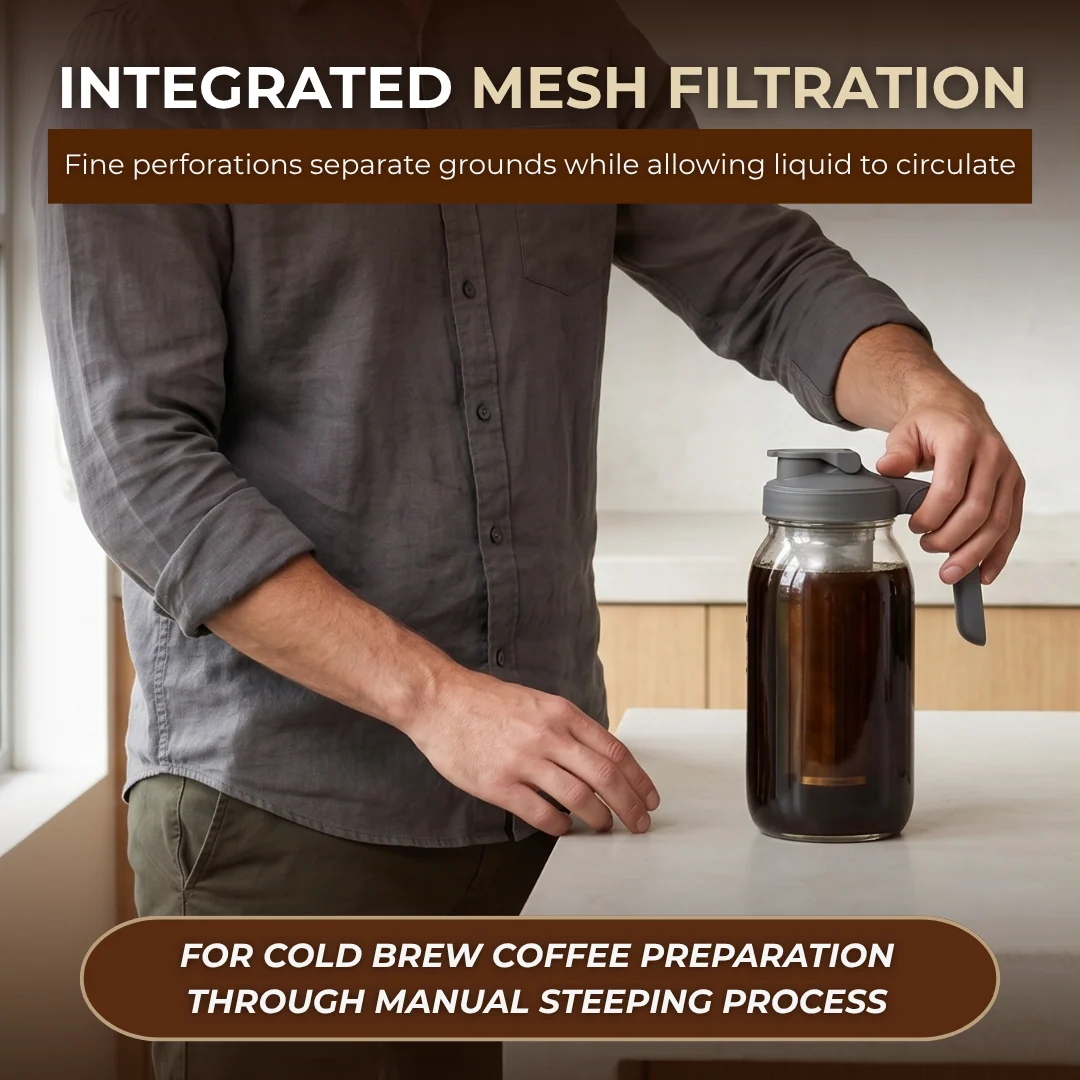 64oz Glass Pitcher Cold Brew Coffee Maker with Filter and Lid