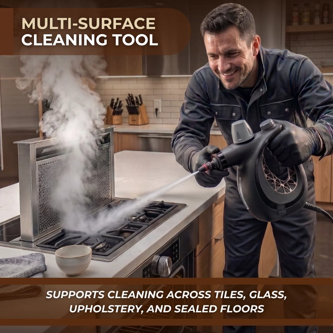Pressurized Handheld Steam Cleaner with Multi-Piece Accessory Kit