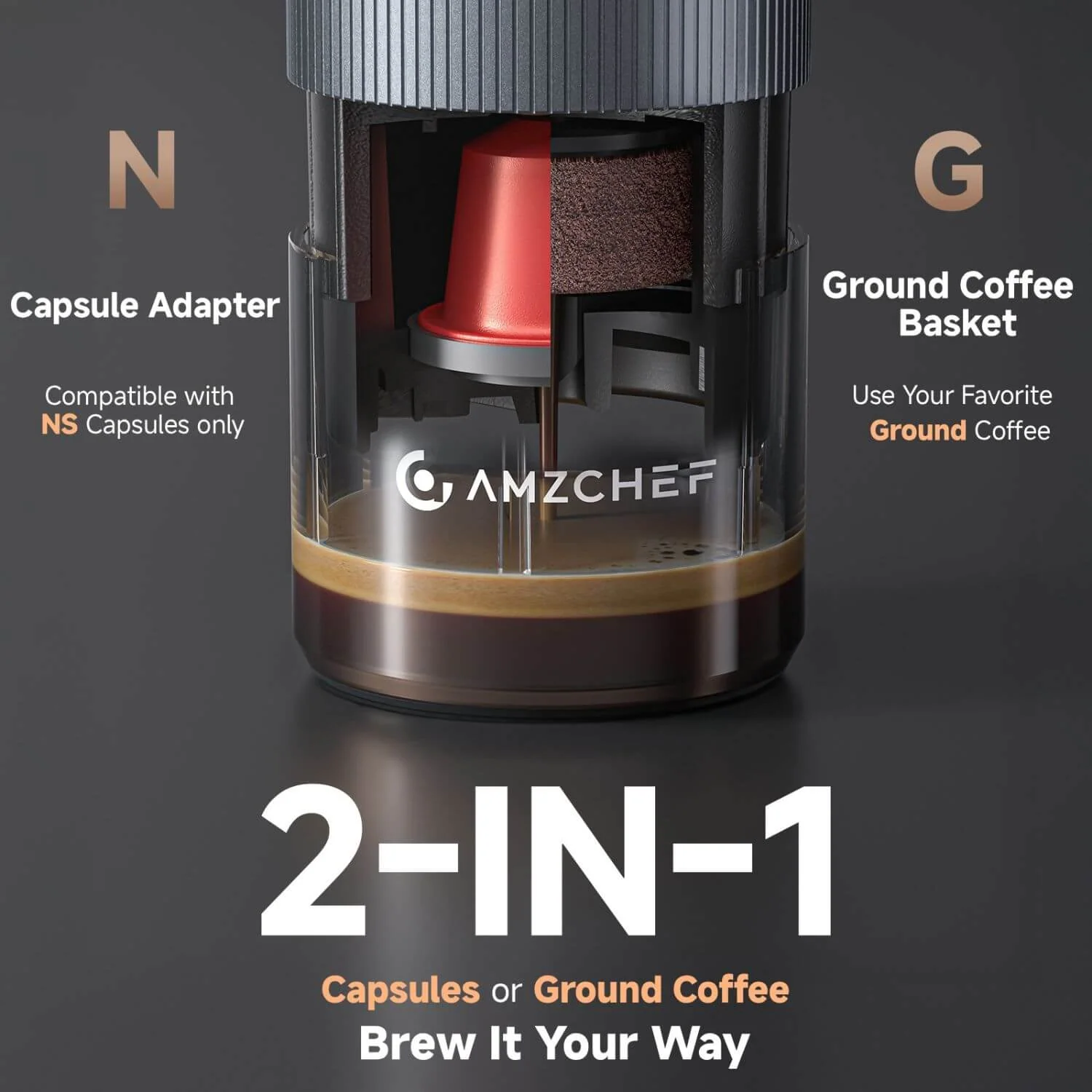 AMZCHEF Portable Coffee Maker with 9000mAh Battery for Camping, RV, Hiking, Office 4