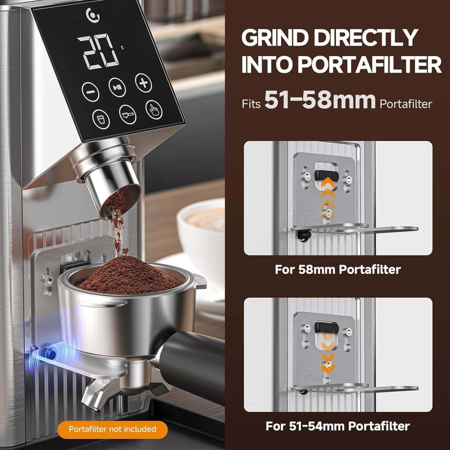 AMZCHEF Electric Burr Grinder 45 Settings Timer Dosing Control 3