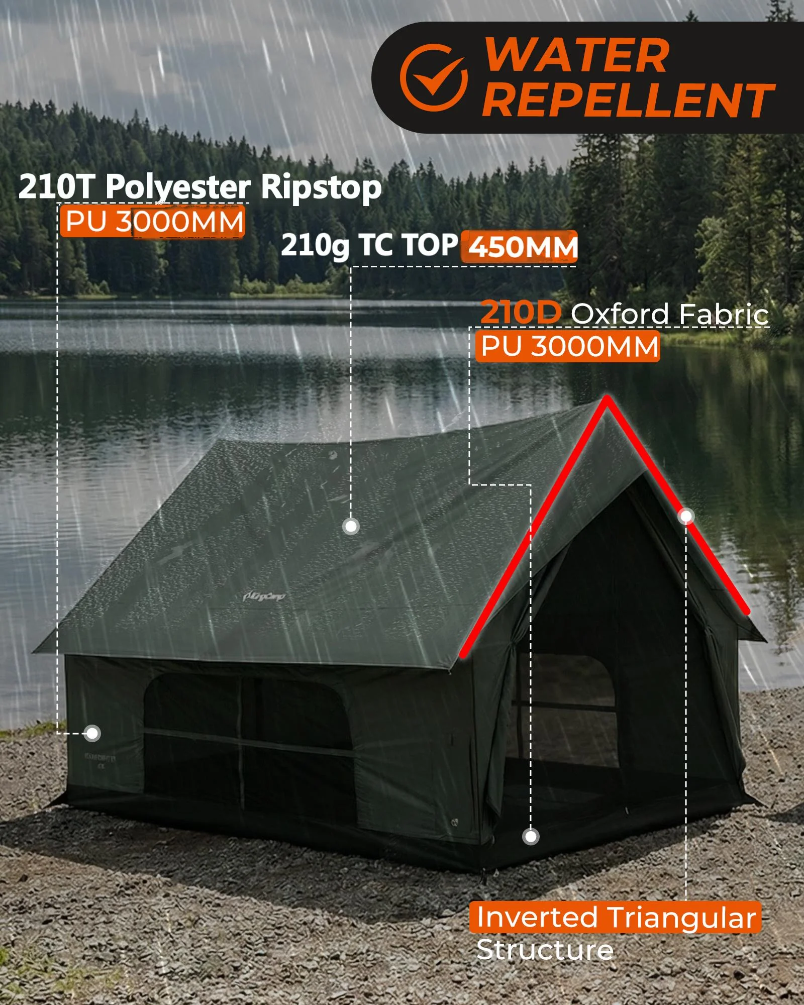 KingCamp MOUNTAIN IN C5 Cabin Tent with Stove Jack & AC Port