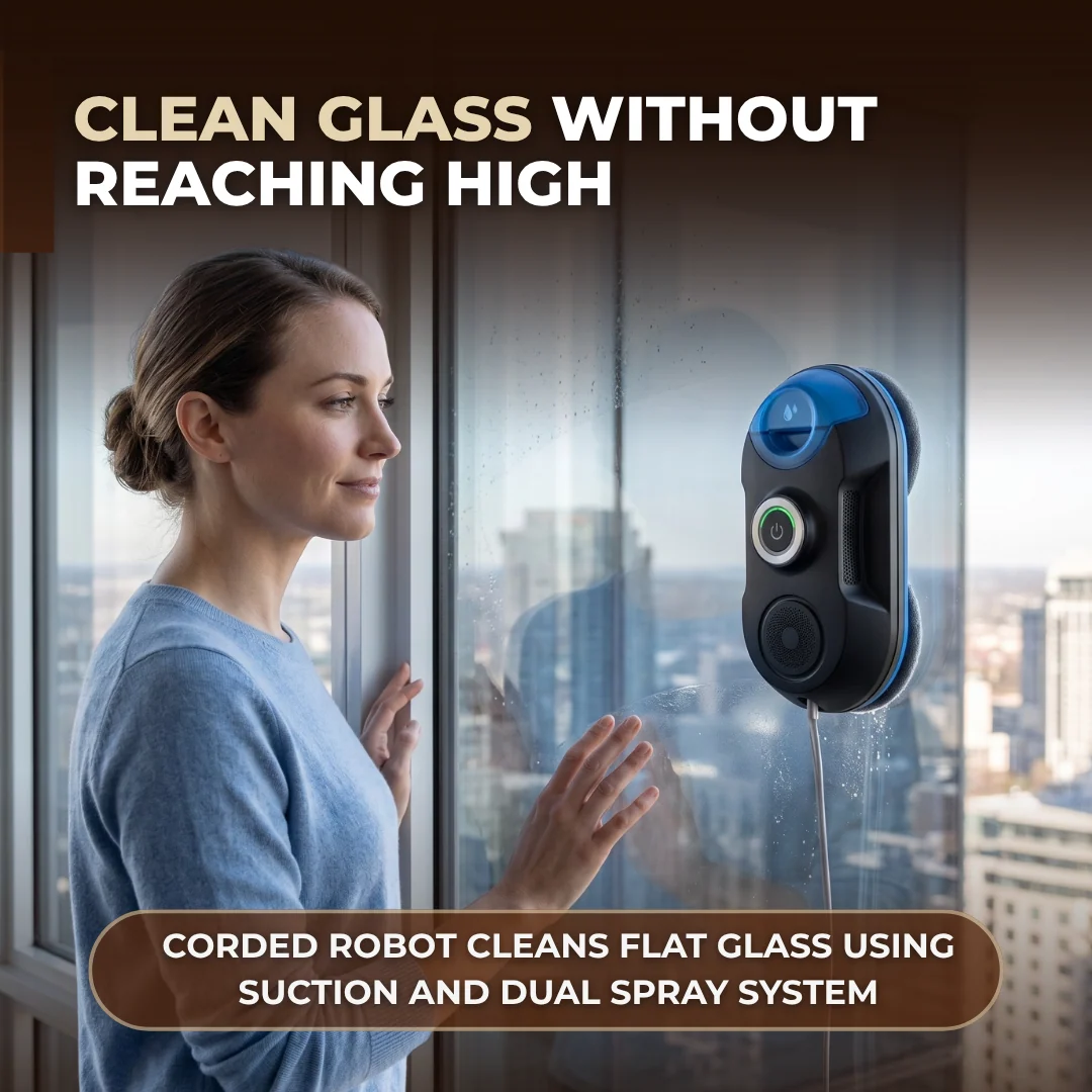 Automatic Window Cleaning Robot 3200Pa Dual Spray and Remote Control