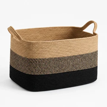 Storage Basket Two-Tone Woven Foldable & Machine Washable