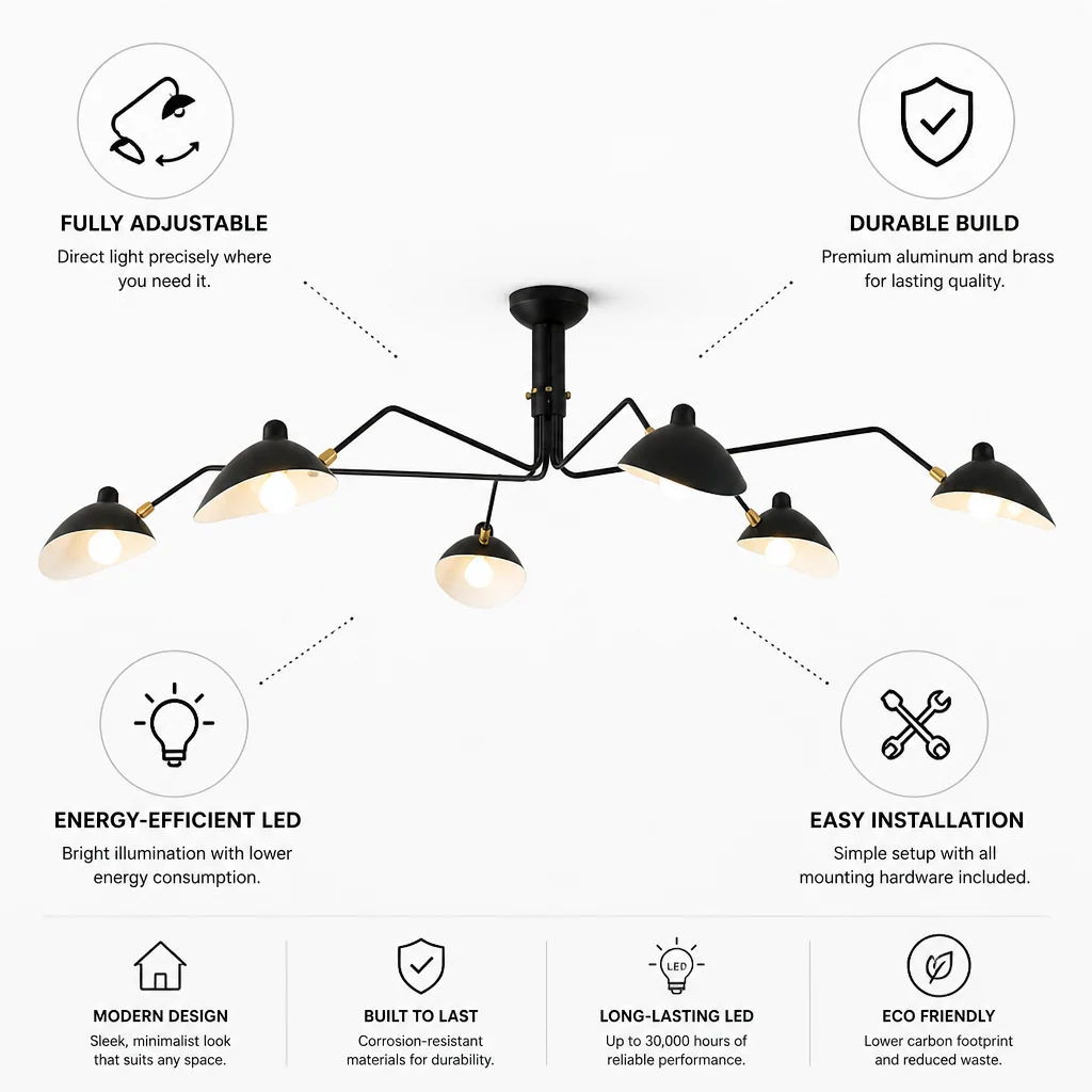 Ceiling Light Adjustable LED Aluminum & Brass - Image 7