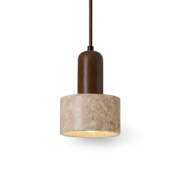 Pendant Lamp Natural Travertine Stone Warm Ambient Light
