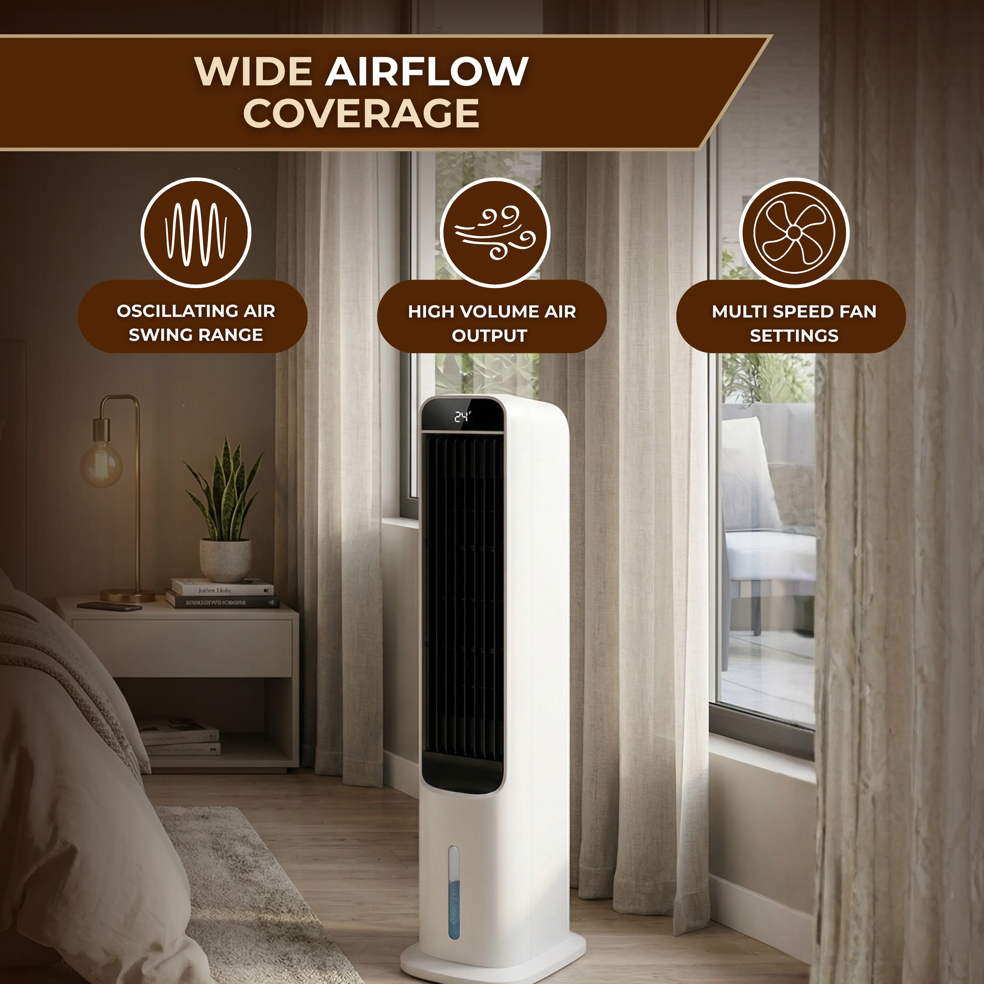 41-Inch Portable Evaporative Air Cooler with Remote Timer Control