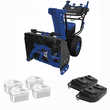Restored Snow Joe 24V-X4-SB24 Snow Blower Kit Cordless Brushless Dual Stage Self-Propelled 24 in. Snow Blower + 4 x 24V 12Ah Batteries + 2 x Dual Port Chargers (Refurbished)