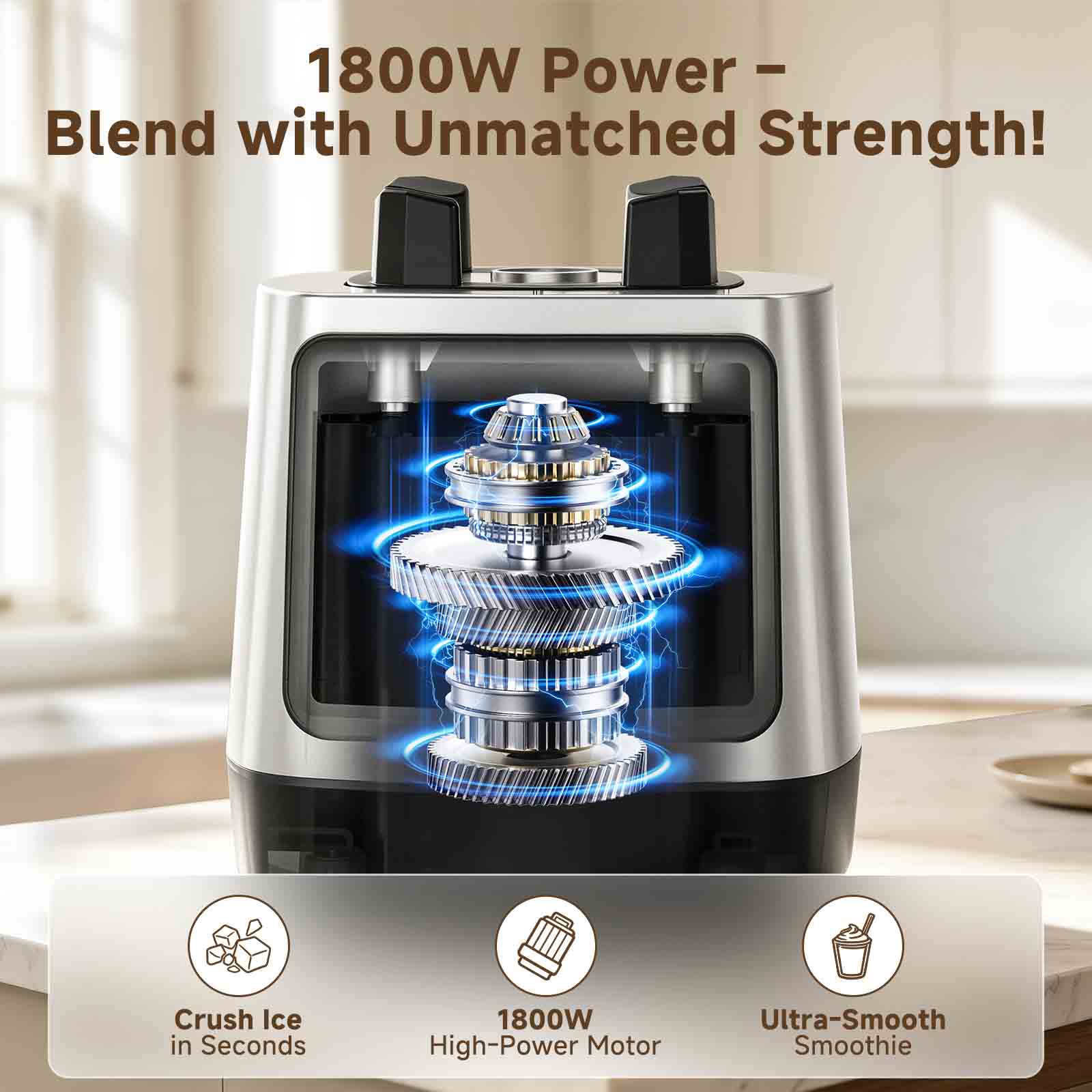 Amzchef 1800W Countertop Blender with 6-Blade | 68oz BPA-Free Pitcher - Image 2