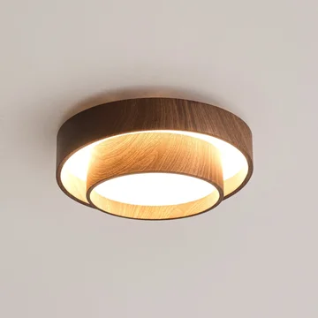 Contemporary Walnut-Finish LED Ceiling Fixture