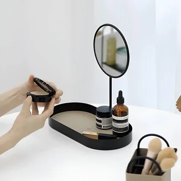 Beauty Organizer Tray Removable Mirror & Metal Base