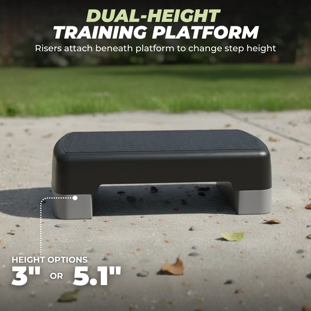 Adjustable Aerobic Step Platform with 2 Risers for Home Workouts
