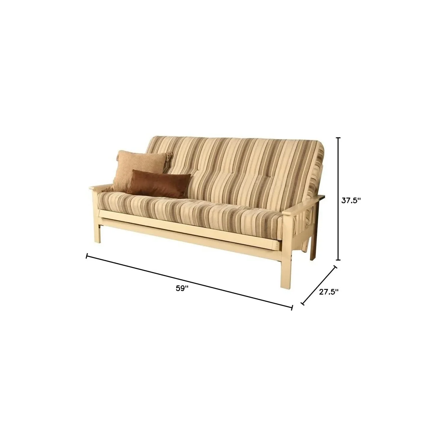 Homestock African Artifacts Full Size Futon Frame Set with Mattress, Easily Converts to Bed, Versatile Design Futon Frame for All Spaces, 33"H x 79"L x 37"D-Color:Linen Charcoal,Size:Barbados - Image 111