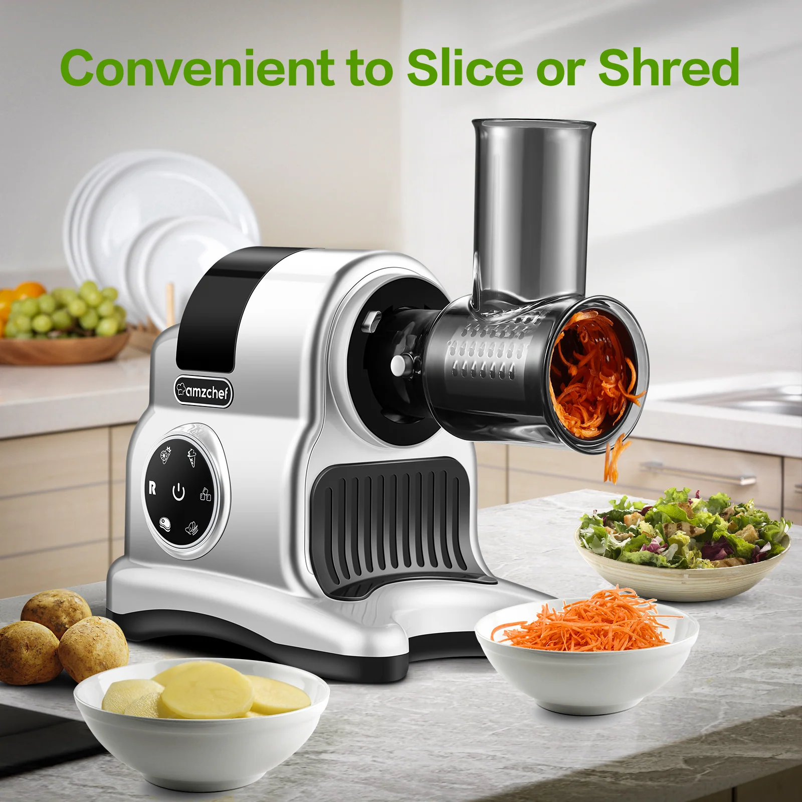 AMZCHEF 5-in-1 Inovative Cold Press Slow Juicer ZM1517 Red 4