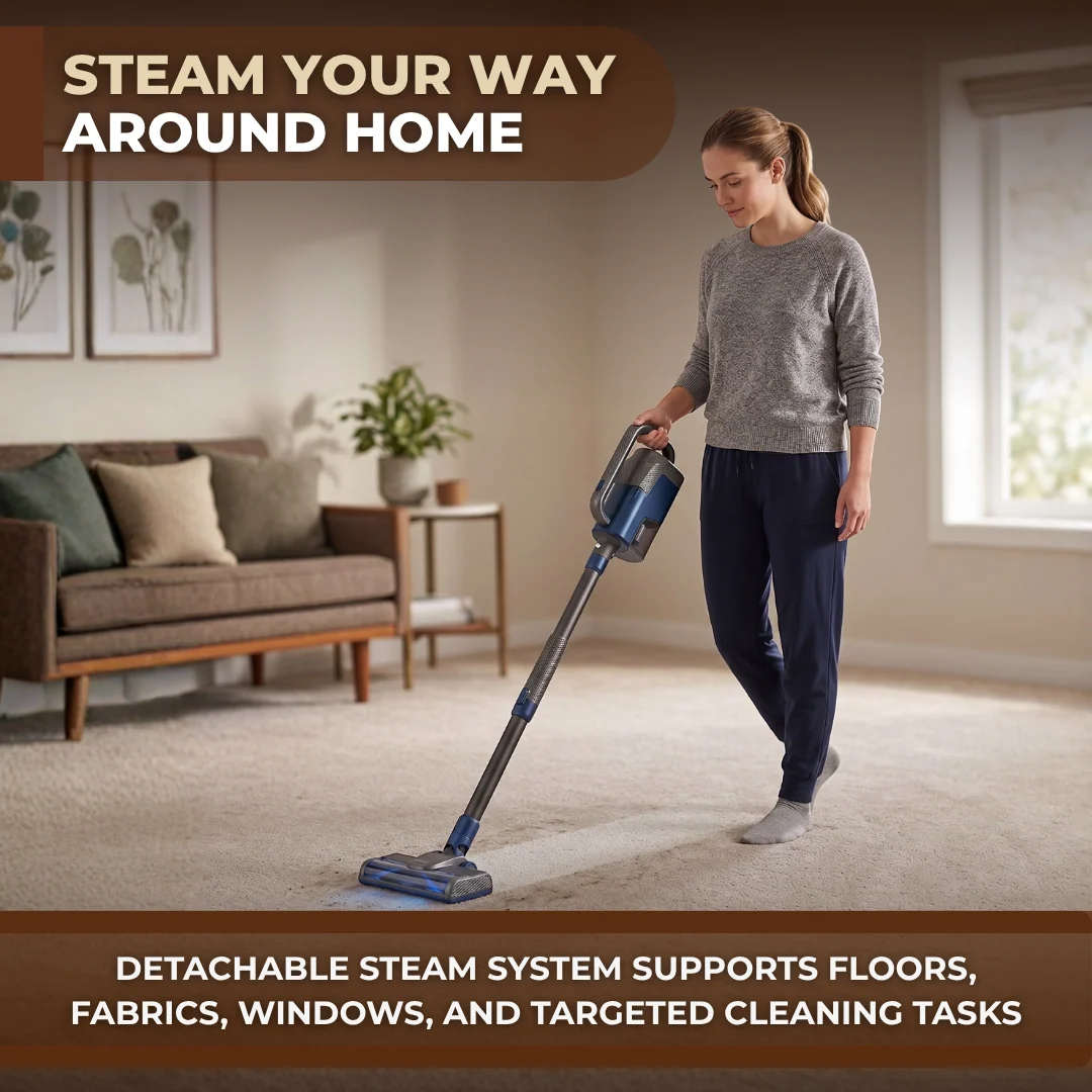 Multi-Attachment Steam Mop with Detachable Steamer, 350ml Water Tank