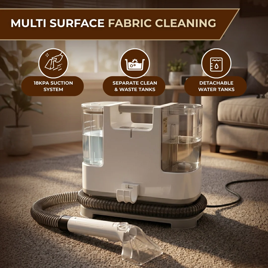 Portable Carpet Cleaner with Dual Water Tank Extraction System