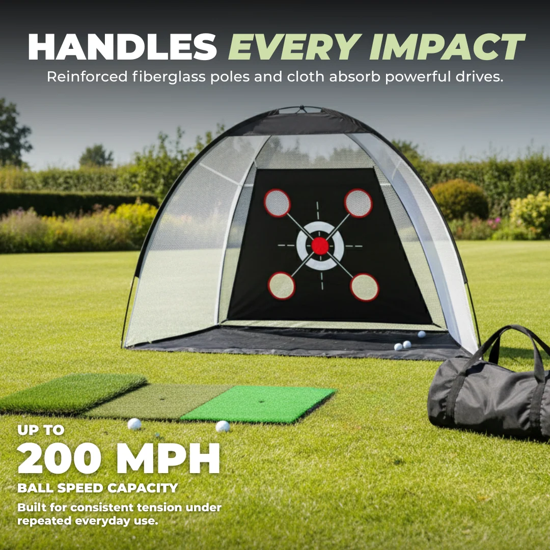 Golf Practice Net 10x7 ft with Target Mat Balls and Carry Bag
