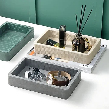Organizer Tray Crocodile-Textured Wood For Keys & Jewelry