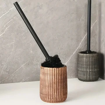 Toilet Brush & Holder Ribbed Ceramic Floor-Mounted
