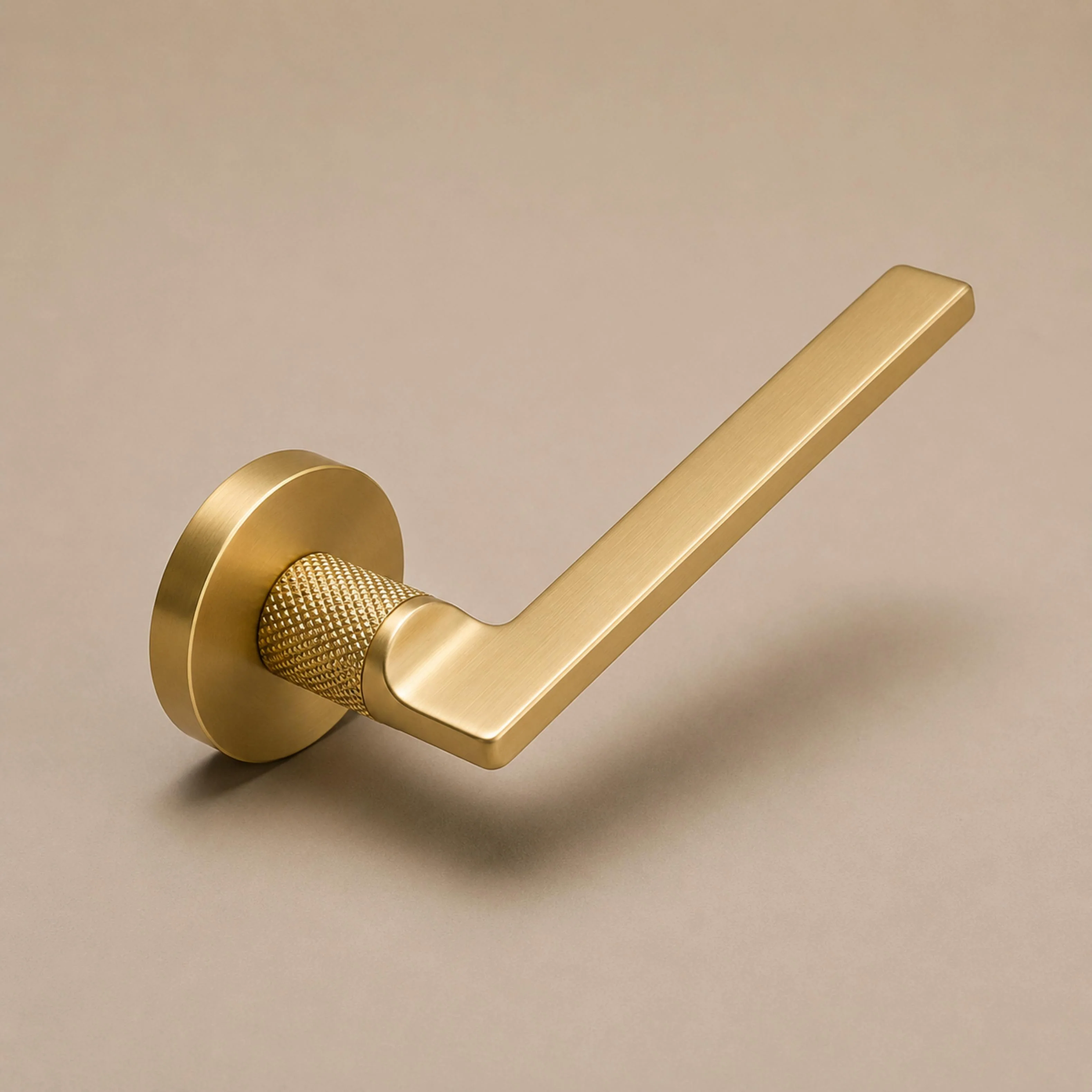 Stylish Ergonomic Brass Door Handle Set in Matte Black Finish - Image 2