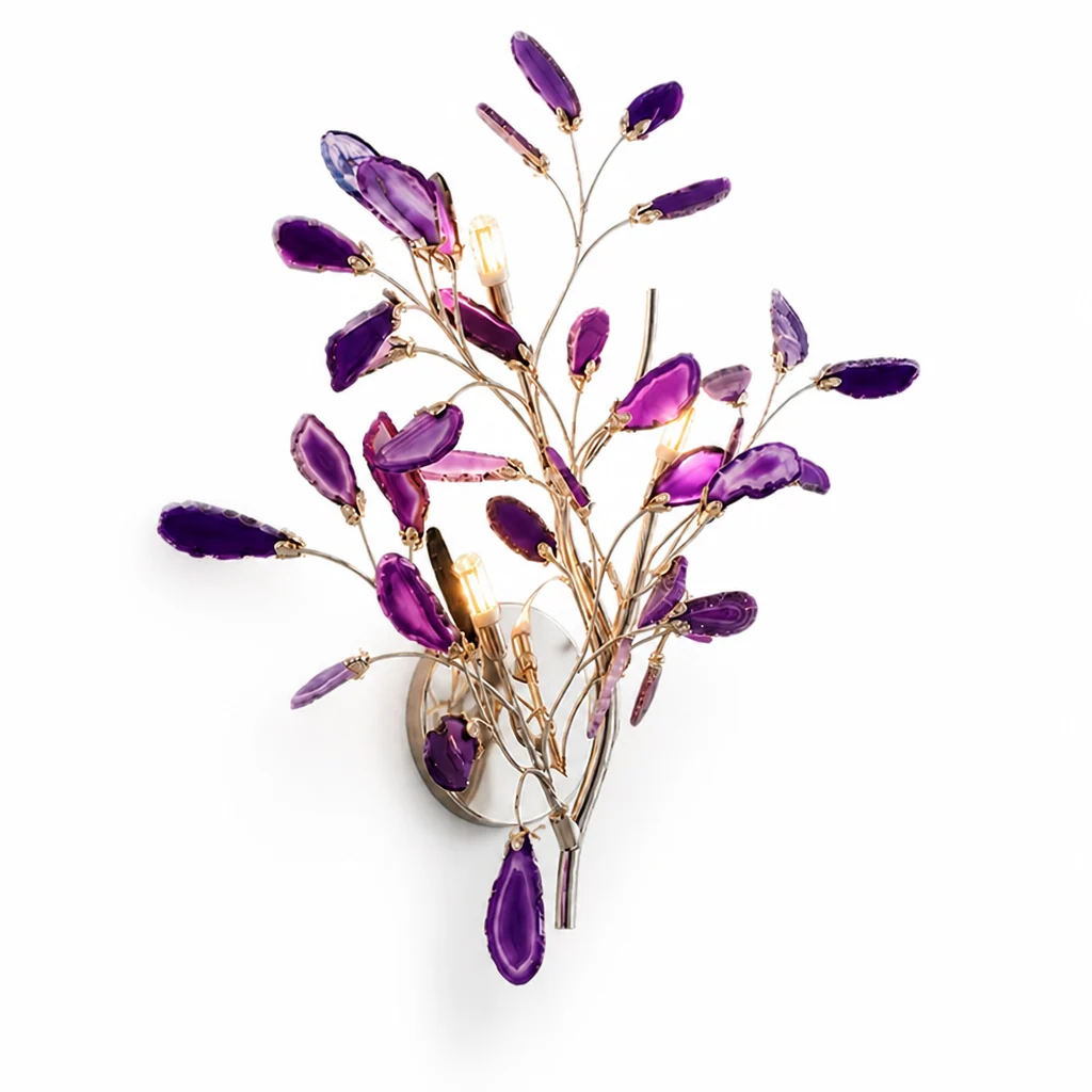Wall Light Natural Agate Metal Frame Hardwired - Image 16