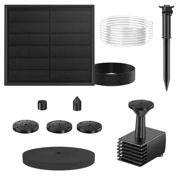Fountain Pump Kit for Solar Bird Bath with 5 Nozzles and 4ft Hose