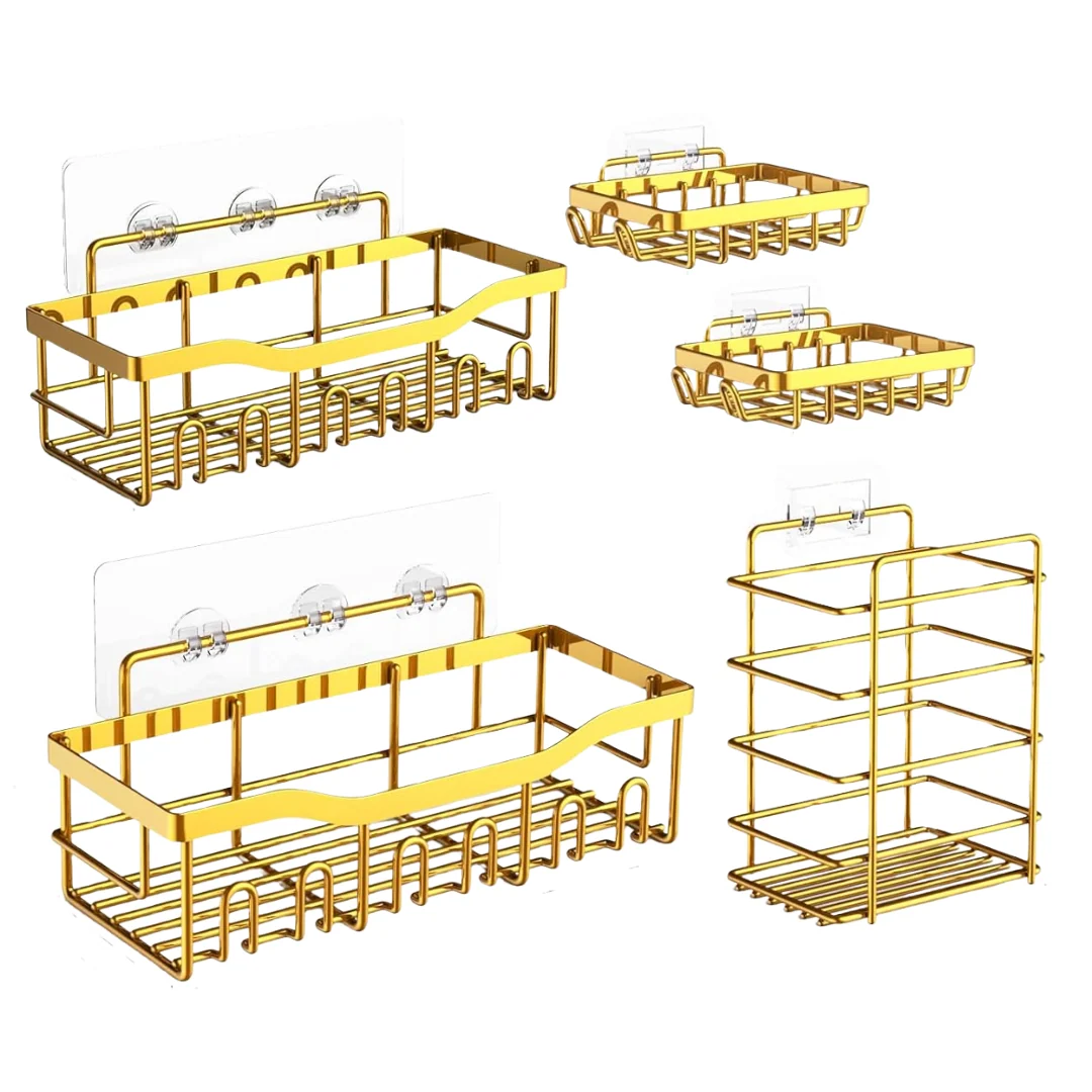 Stainless Steel Wall Caddy Set – 5-Pack for Bathroom and Kitchen - Image 4