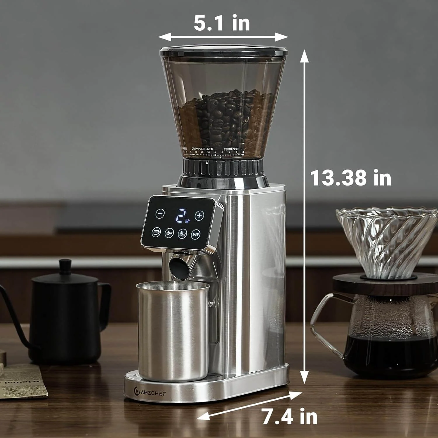 AMZCHEF Coffee Grinder with Removable Funnel Base 4