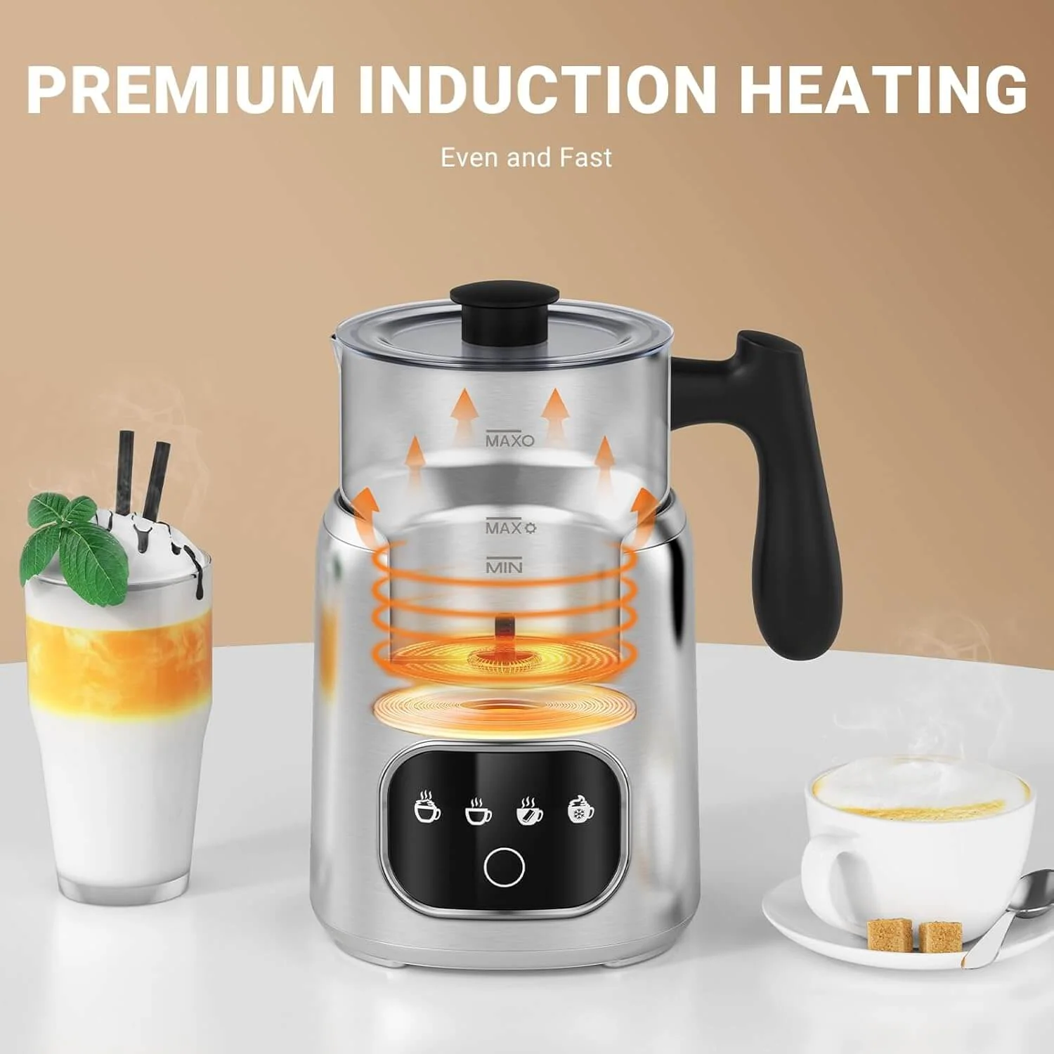 AMZCHEF 4-in-1 Milk Frother and Steamer Milk Warmer 4