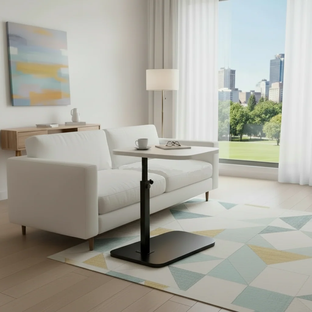 Versatile C-Frame Sofa Table in Rich Walnut Finish - Image 5