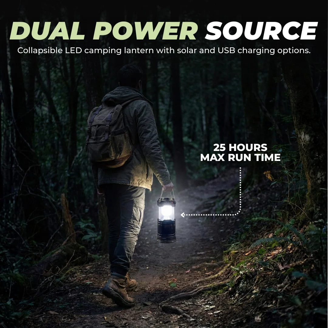 Collapsible Portable LED Camping Lantern Solar and USB Rechargeable Light