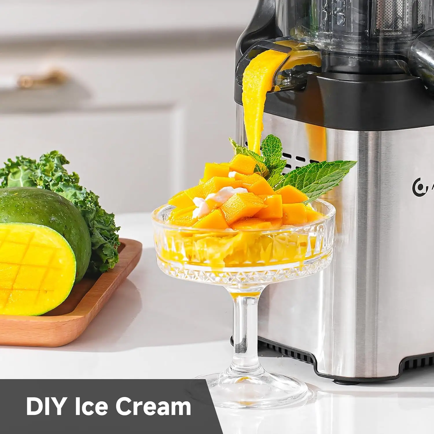 AMZCHEF Cold Press Juicer with 4.6" Wide Fruit Chute for Whole Fruits and Vegetables 4