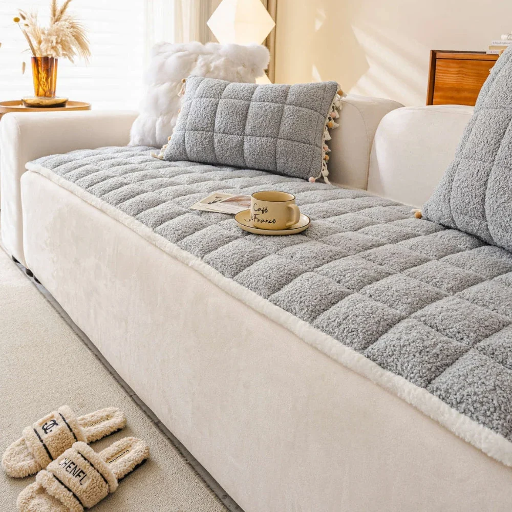 Sofa Cover Thick Three-Layer Plush Microfiber Anti-Slip Backing - Image 2