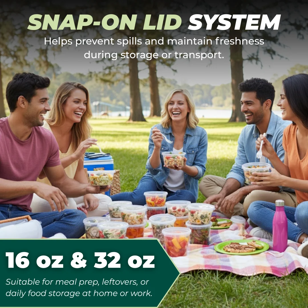 24 Pack Reusable Plastic Food Storage Containers with Snap-on Lids