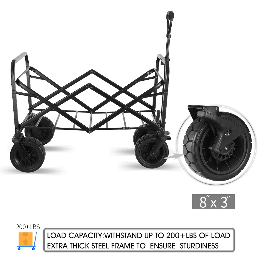 Whitsunday Folding Wagon 8" Heavy Duty Whlees with Push Bar (Standard Size PLUS)