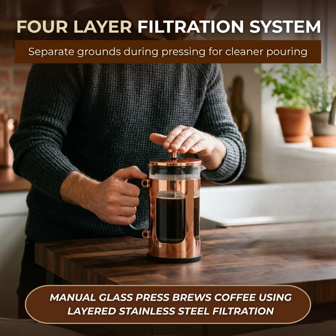 21 oz Glass French Press Coffee and Tea Maker with Steel Filter