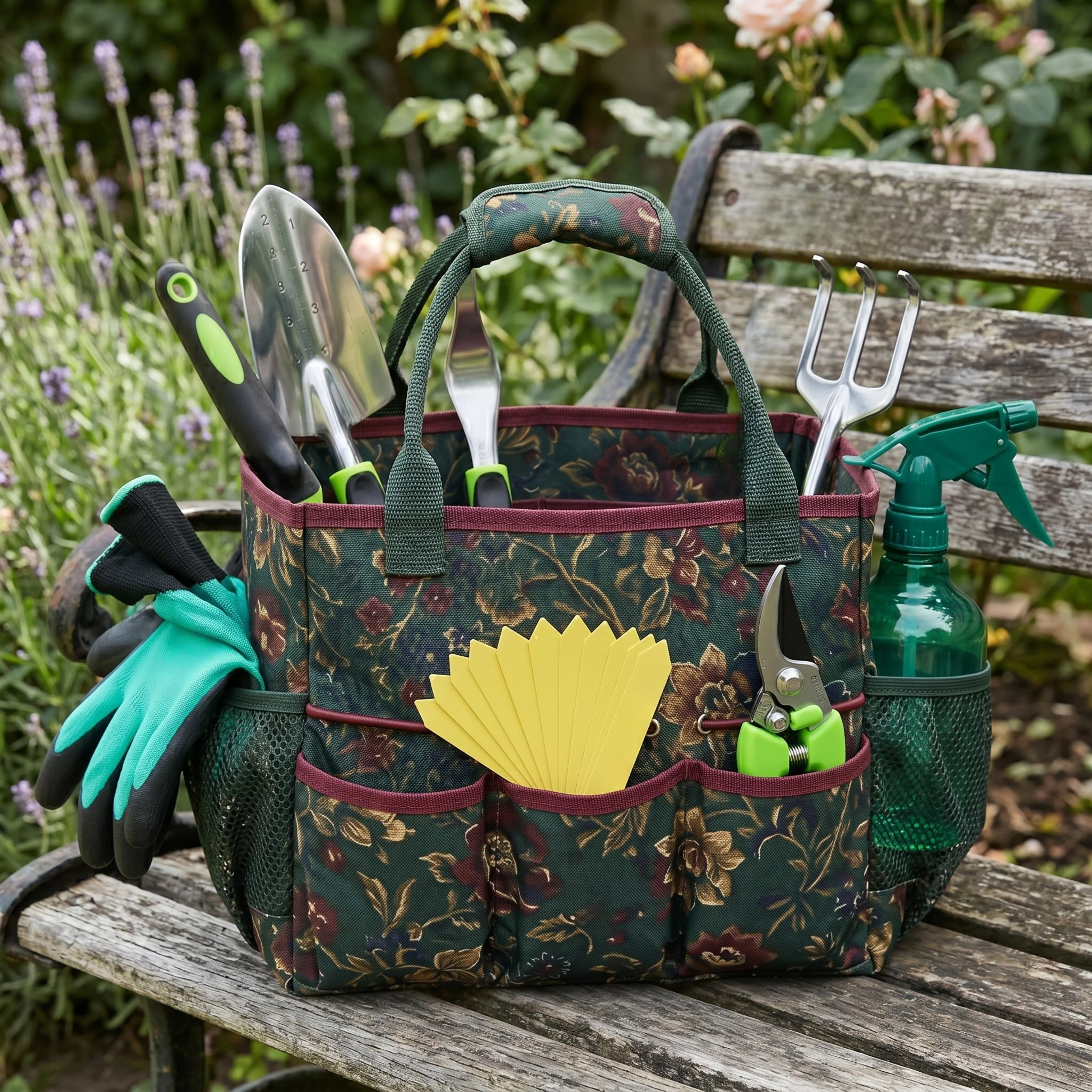 Garden Tools Kit with Storage Bag, Plant Labels, Gloves, and Spray Bottle - Image 4
