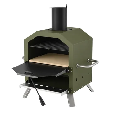 Dual-Level Cooking Outdoor Pizza Oven with Stone for Wood Fire