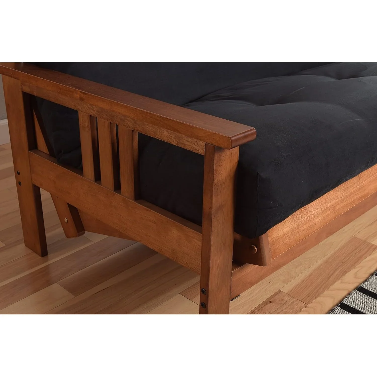 Homestock African Artifacts Full Size Futon Frame Set with Mattress, Easily Converts to Bed, Versatile Design Futon Frame for All Spaces, 33"H x 79"L x 37"D-Color:Linen Charcoal,Size:Barbados - Image 30