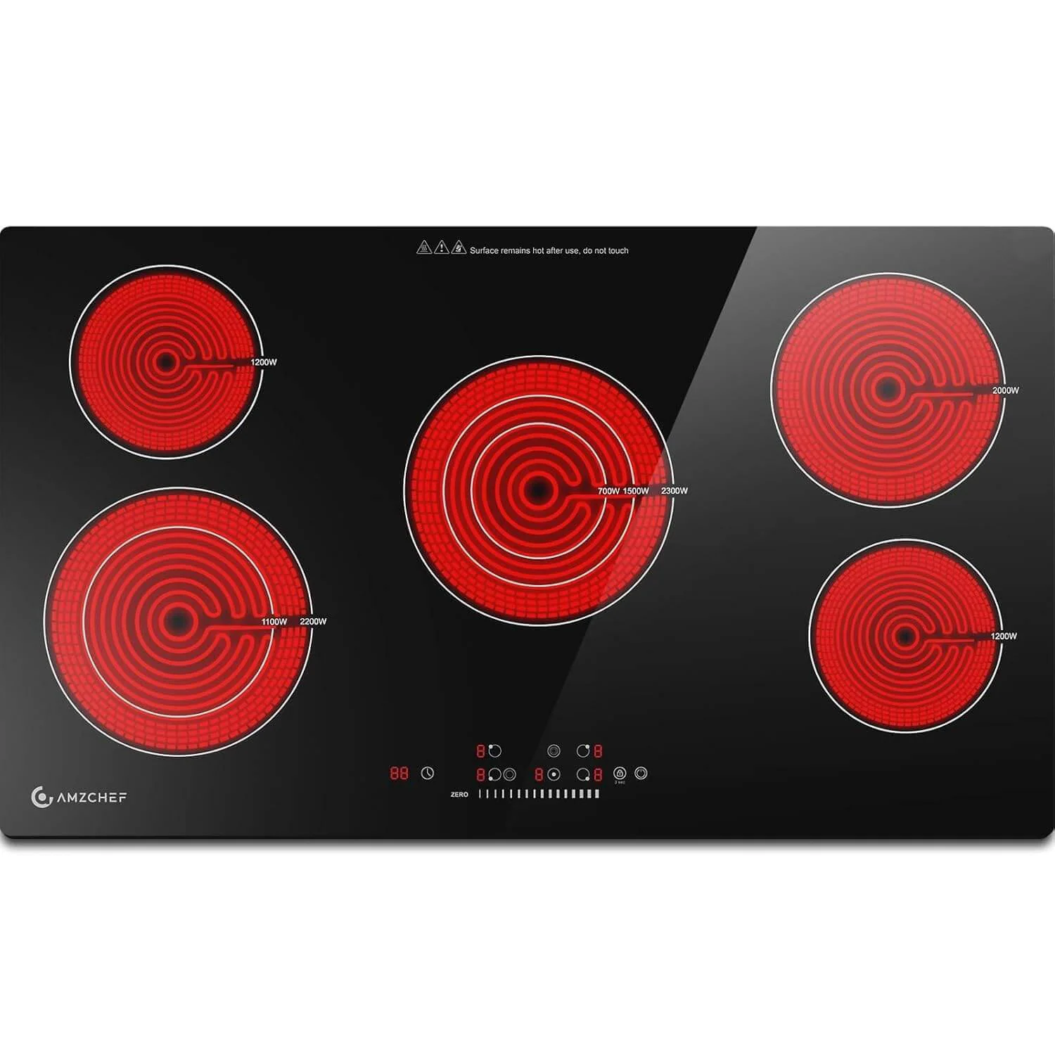 AMZCHEF 36" Upgraded 8900W Electric Cooktop 5 Burner Touch Control Built-in Ceramic Stove 1