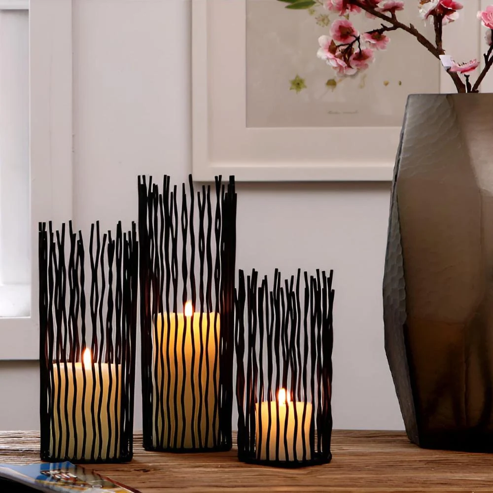 Candle Holder Bohemian Geometric Black Iron Anti-Rust