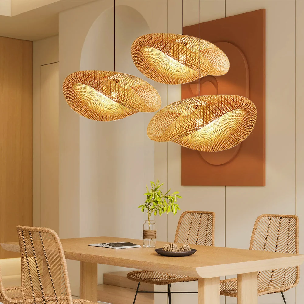 Stylish Bamboo Pendant Light with Adjustable Height - Image 4
