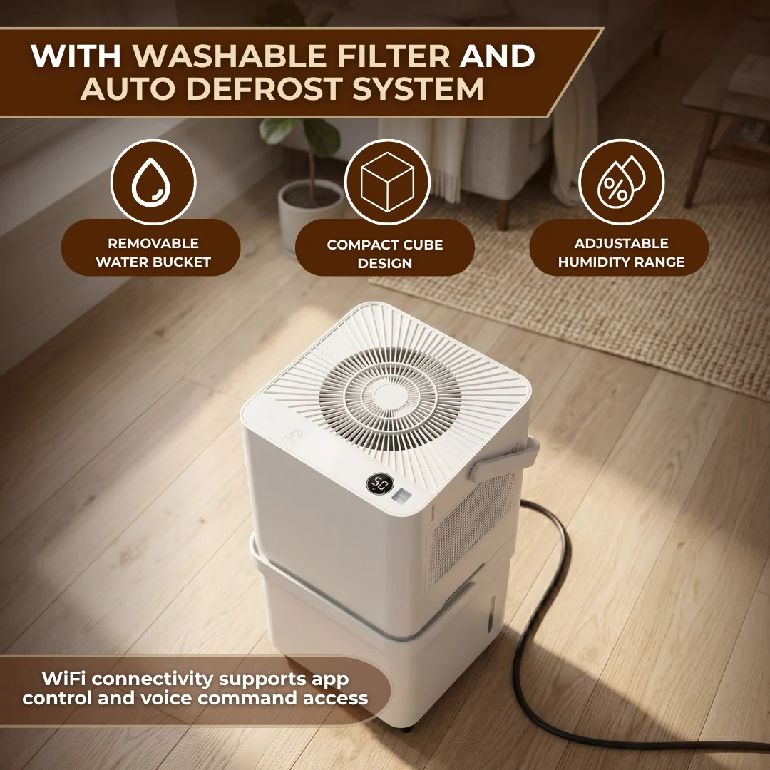 Dehumidifier with 12L Tank, Continuous Drain, with WiFi Control