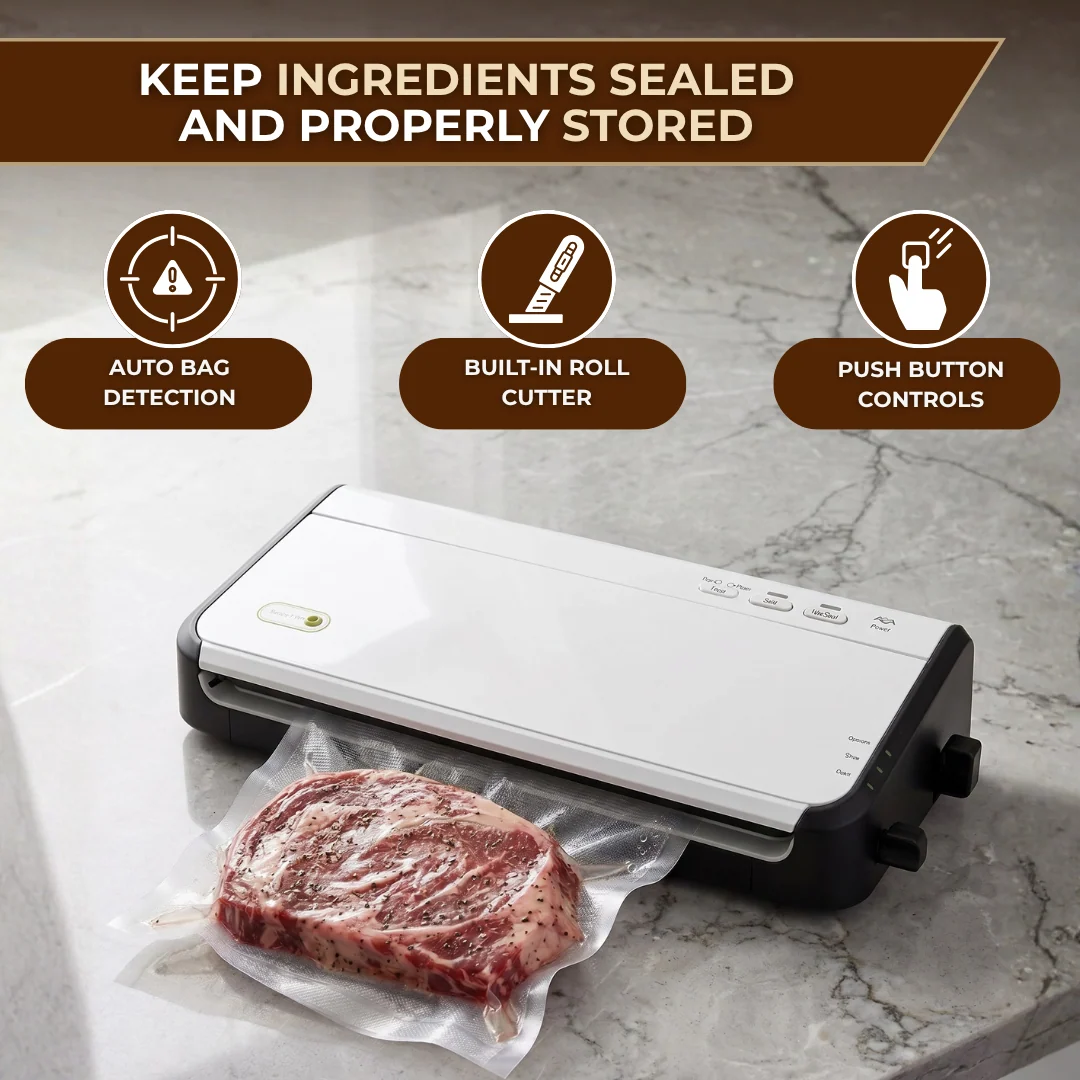 Automatic Vacuum Sealer Machine with Dual Heat Seal and Built-In Cutter
