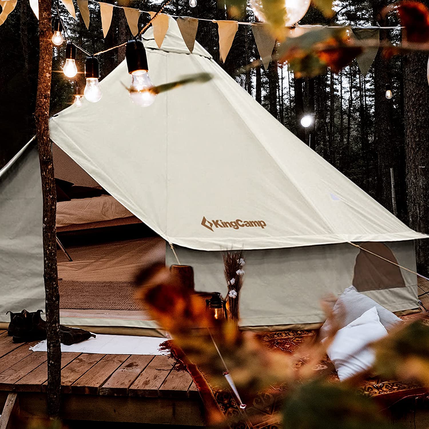 KingCamp 4-Season Khan 340GSM TC Canvas Bell Tent-13ft/16.4ft