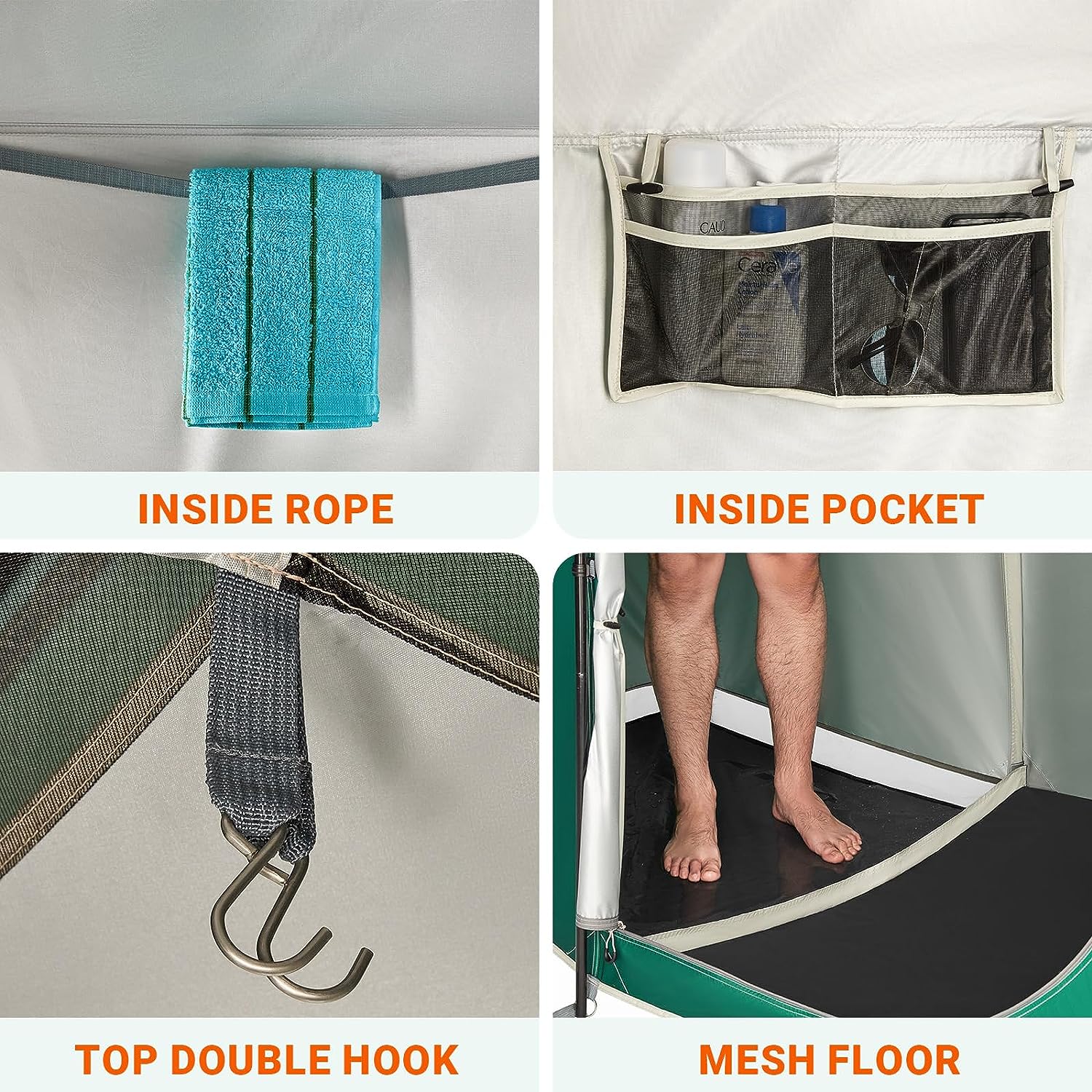 KingCamp Double Room Shower Tent with Solar Shower Set